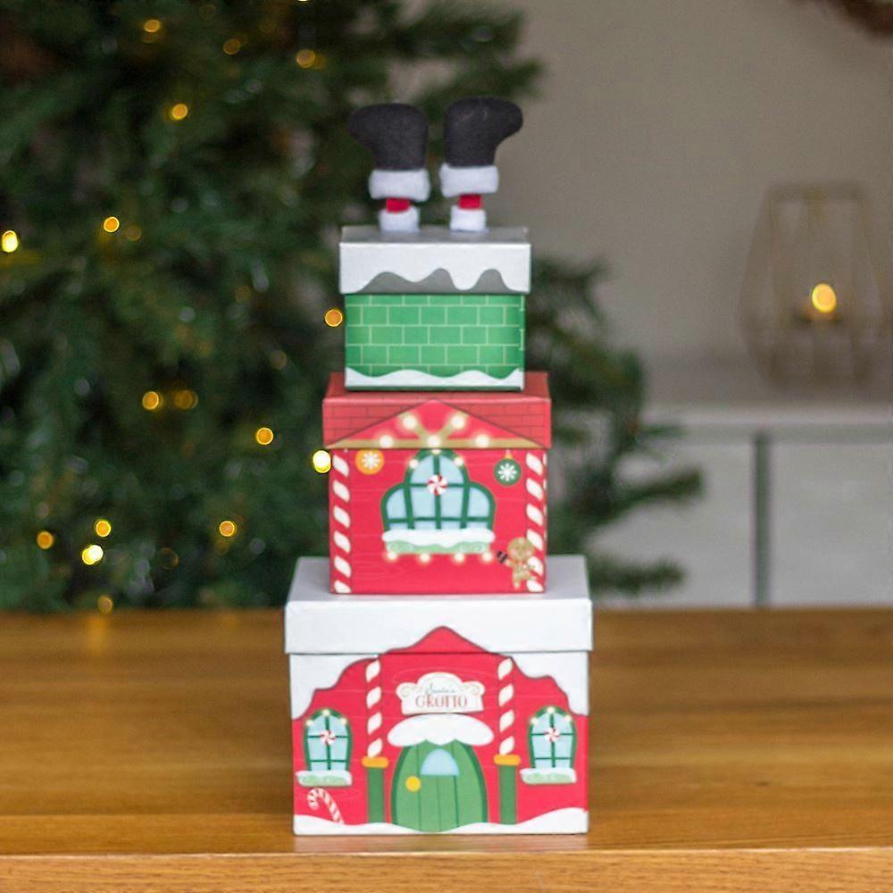 3pc Plush Box Santa Grotto