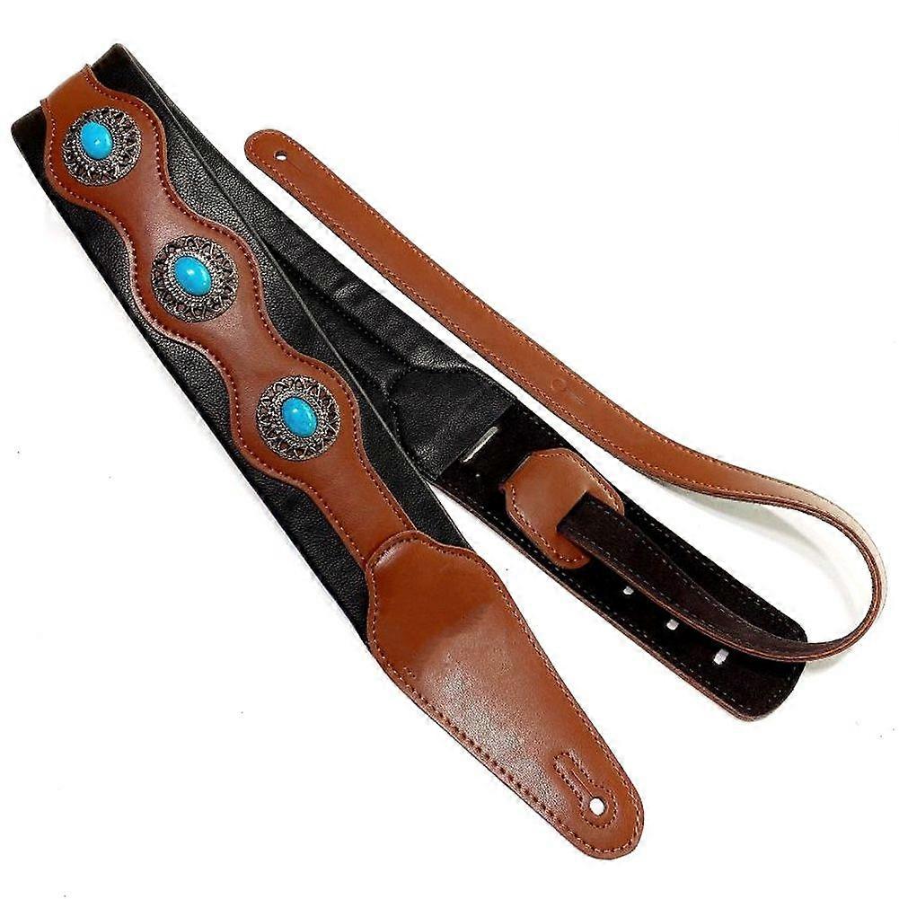 Tracolla per chitarra in stile etnico, regolabile in pelle, per basso acustico ed elettrico, cintura per chitarra, parti per chitarra