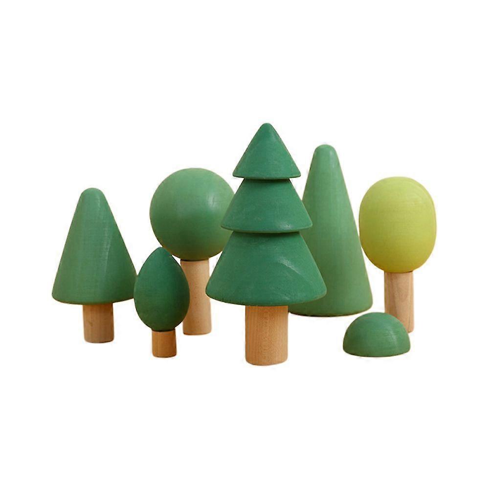 1 Set Wooden Tree Building Blocks Educational Toy Forest Stacking Blocks