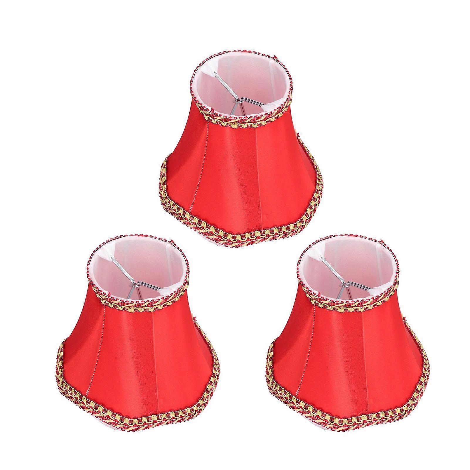 3Pcs E14 Fabric Lamp Shade Modern ClipOn Lampshade for Home Wall Candle Lamps Chandelier Red