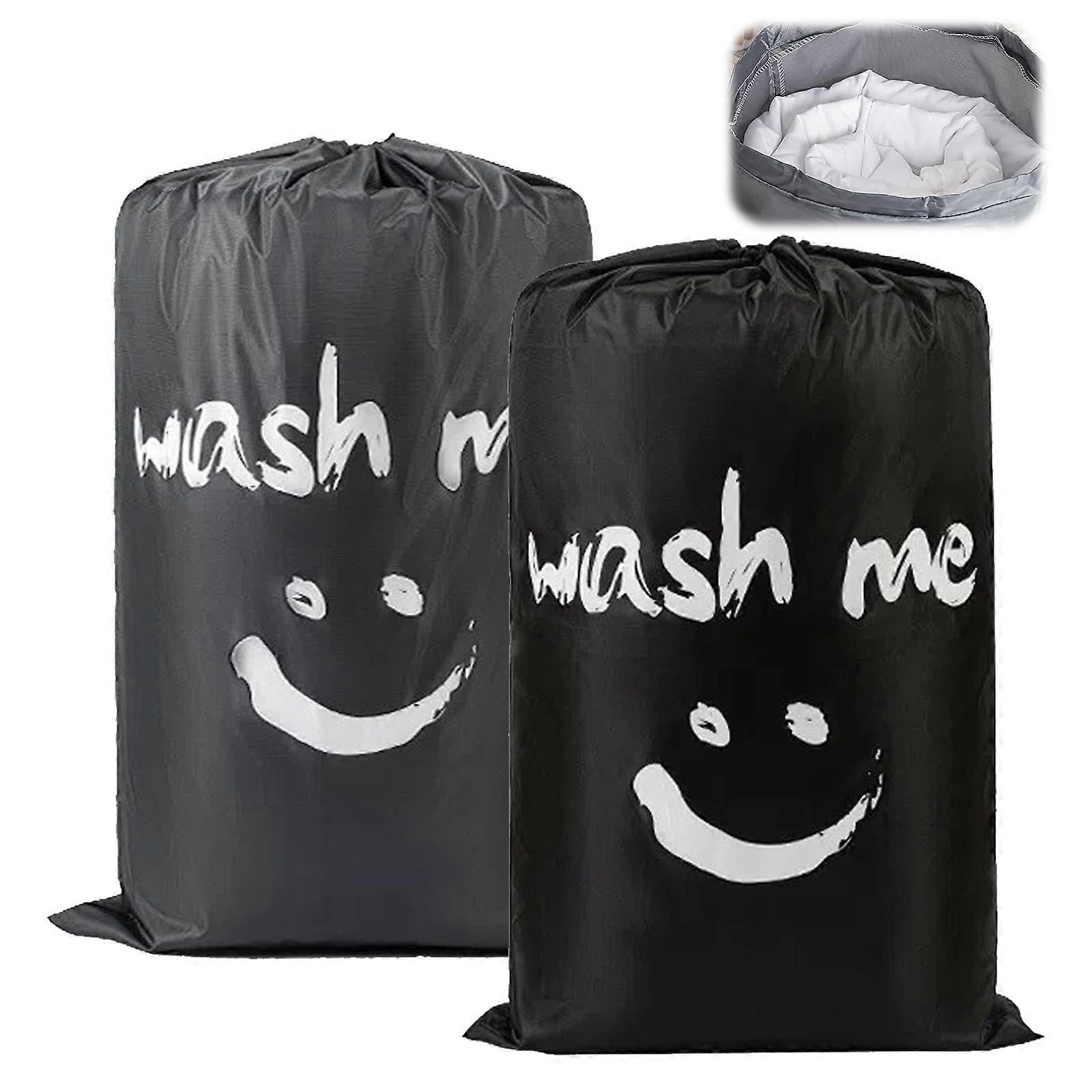 Travel Laundry Bag Two Pack Portable Large Ripstop Fabric Drawstring Dirty Laundry Hamper For Travel And Home