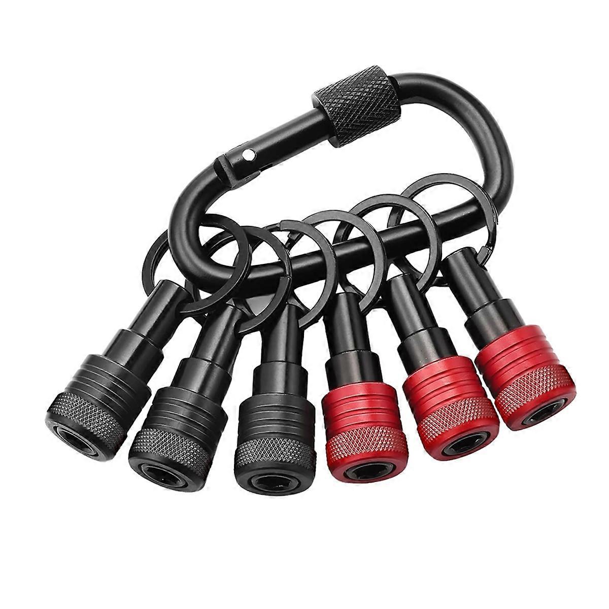 Upgrade Drill Bit Holder Key Chain 6pc, 1/4 Bit Holder for Impact Driver, for Screwdriver & Drill Bits