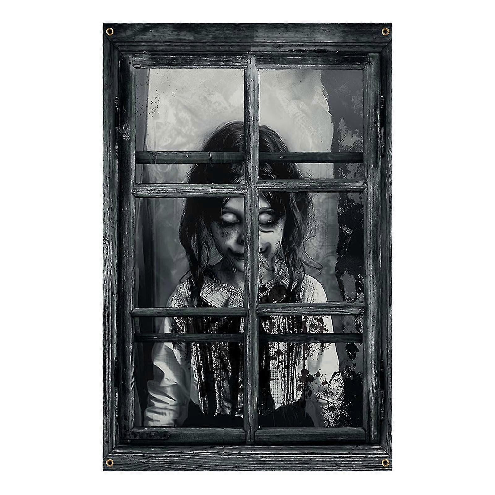 Halloween Curtain Decoration Blood Window Cover Scary Halloween Window Silhouette Poster for Indoor Outdoor Party Wall Door Decor Qinghai