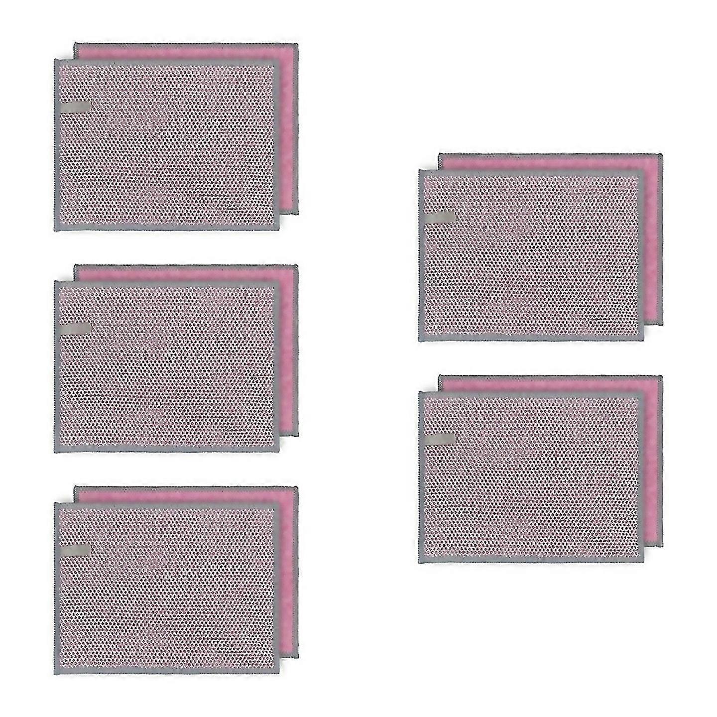 For 10pcs Multipurpose Dishwashing Rags Reusable Scrubbing Padspink