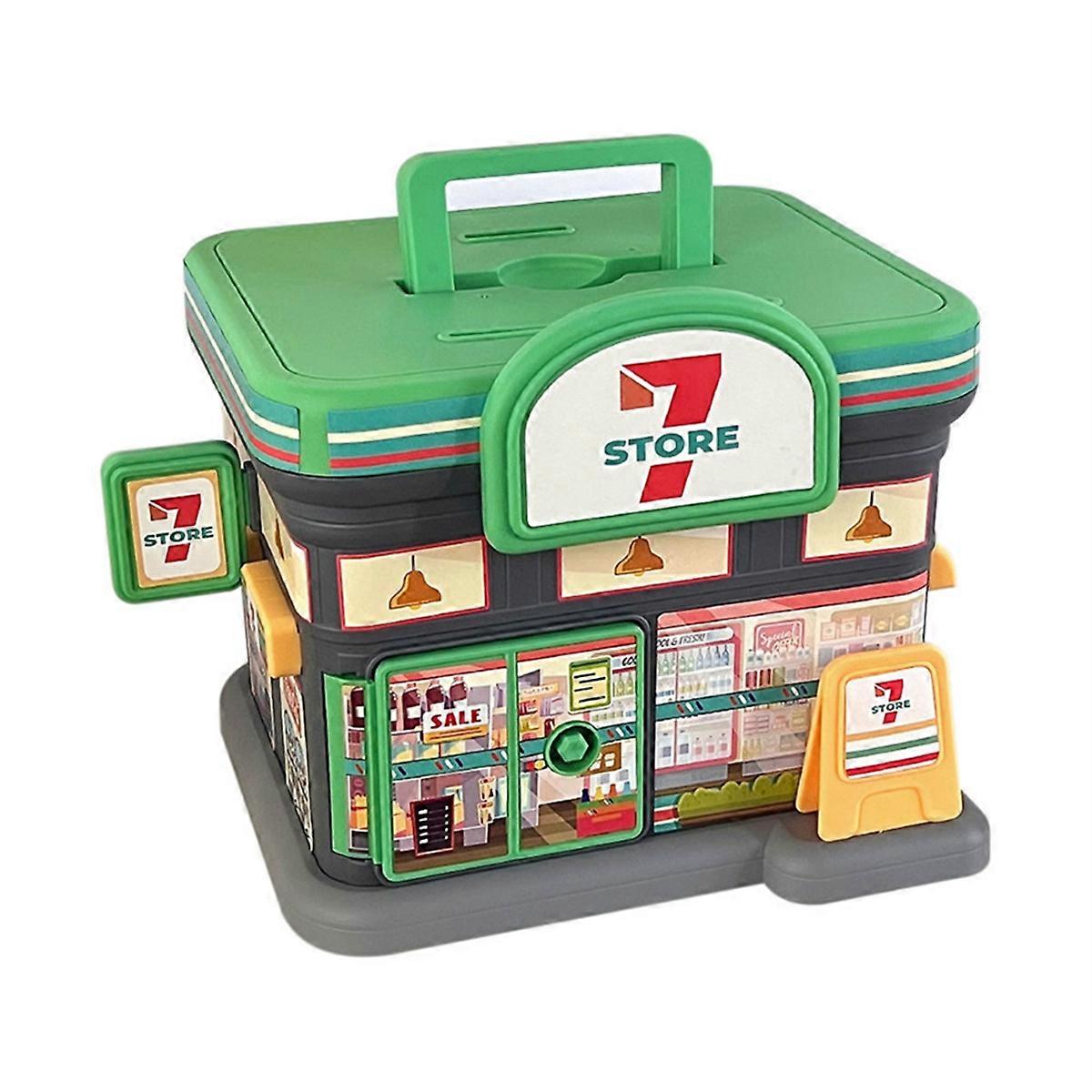 Portable Store-Shaped Money Box with Key Lock A