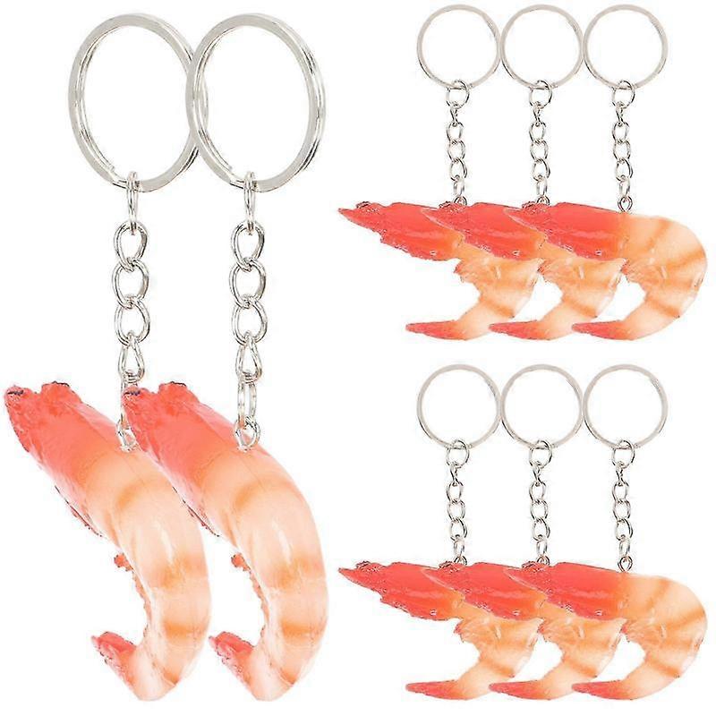 8Pcs Simulation Shrimp Keychains Realistic Shrimp Pendant Bag Backpack Keychain