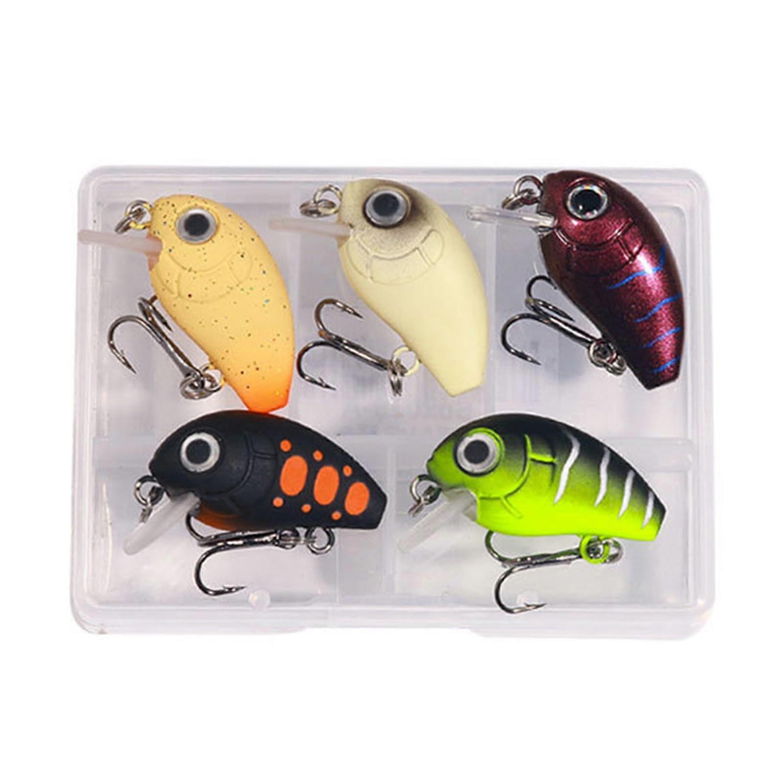 5Pcs Soft Baits, Small Wobblers, Fishing Lures, Swimbait Crank Baits, Tackle Box Included, Durable