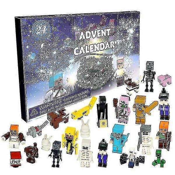 24pcs Advent Ημερολόγιο Minecraft Συναρμολογημένο δομικό μπλοκ Παιχνίδι Χριστούγεννα Απόκριες Παιχνίδια Δώρο Minifigure Set Puzzle Δώρα V