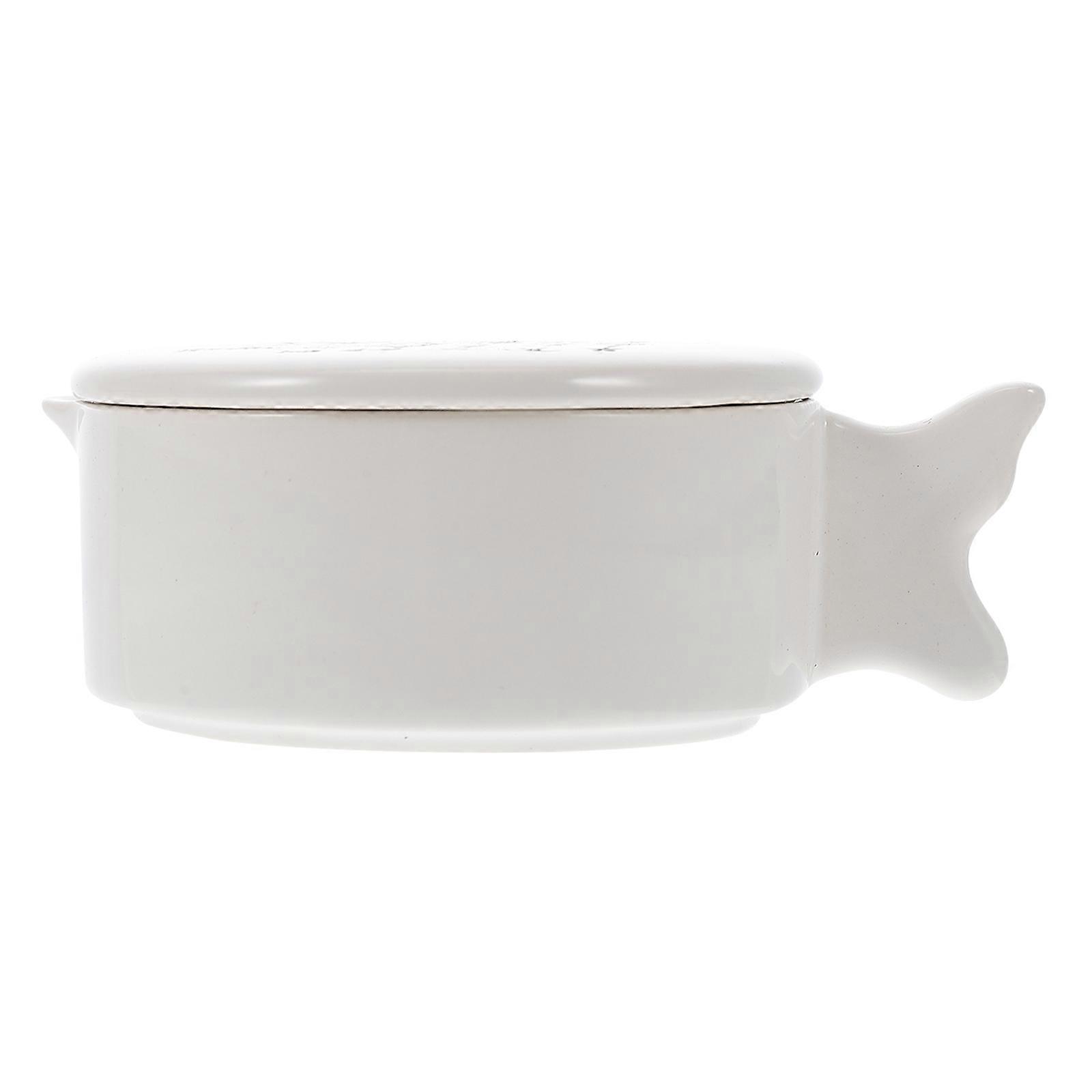 Durable Ceramic Inkstone with Cover Practical Painting Ink Container White