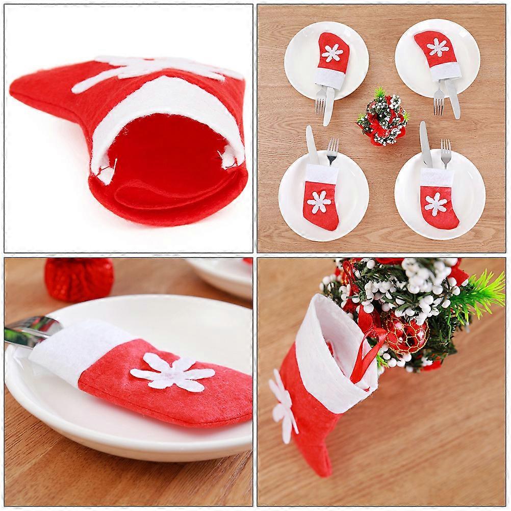 Christmas Socks Creative Tableware Holders for 24Pcs Red Candy Bags