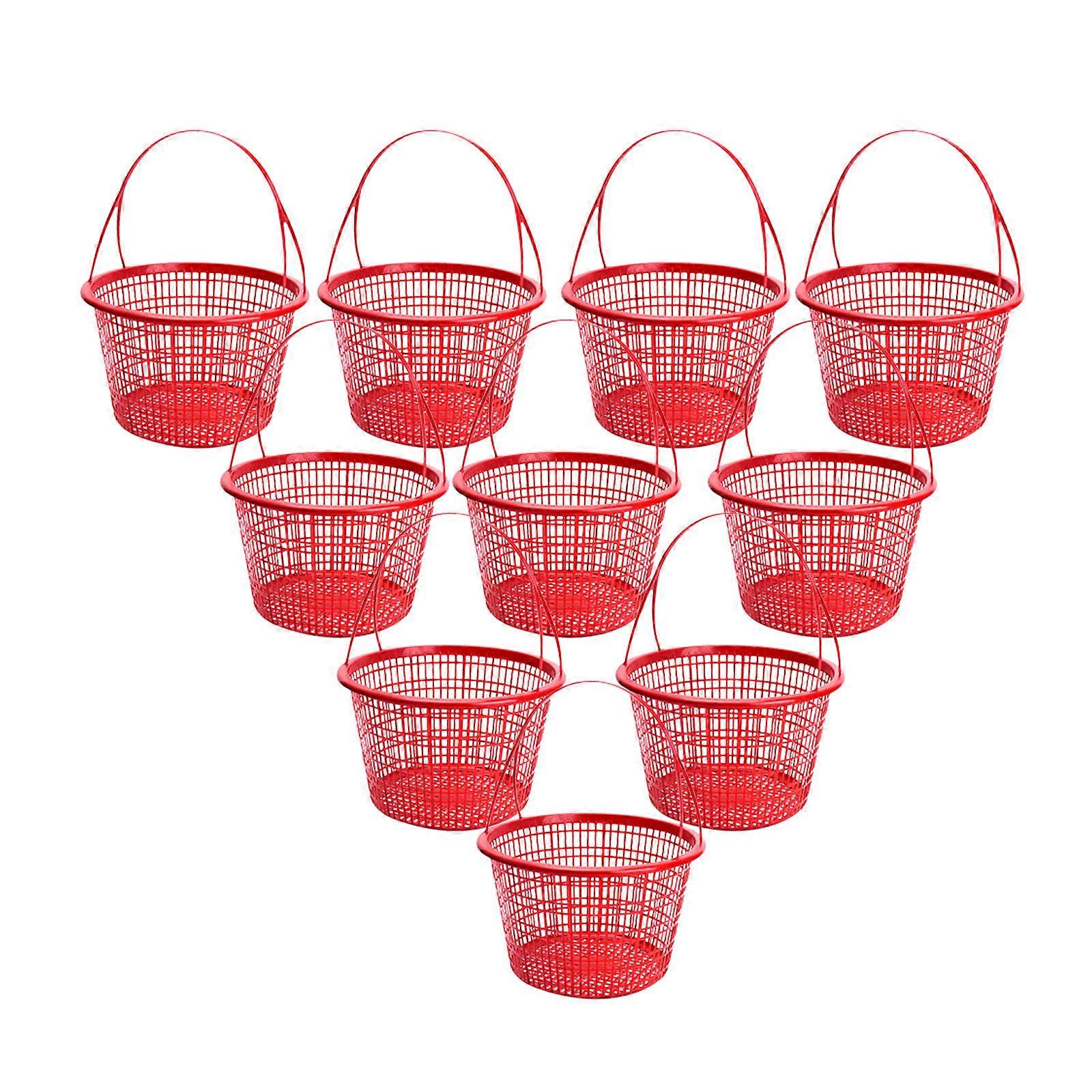 Fruit Basket Red Plastic Basket for Fruit Picking 20Pcs with Handle