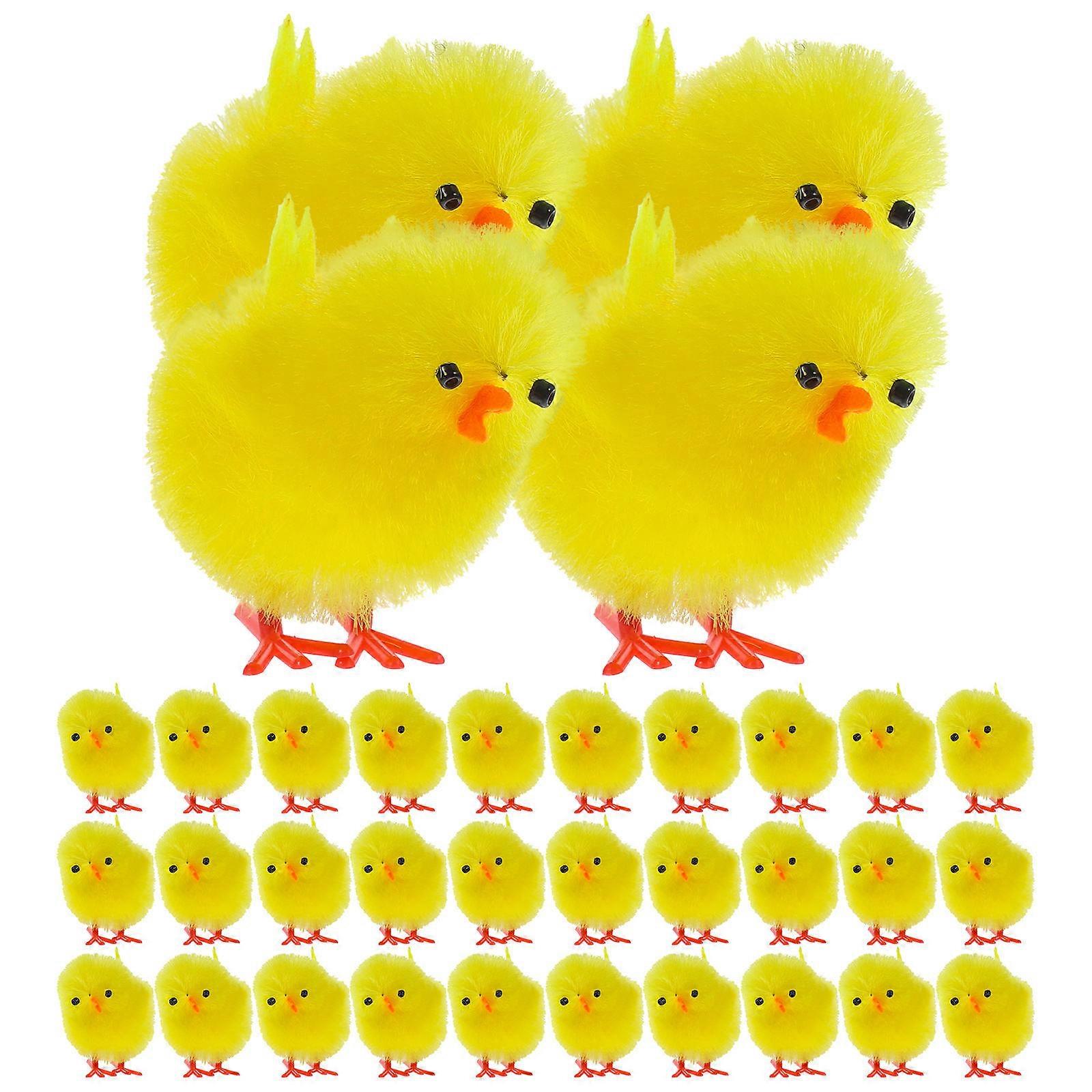 Plastic Chick Adornments Mini Plush Chicken Models for Decoration 72Pcs