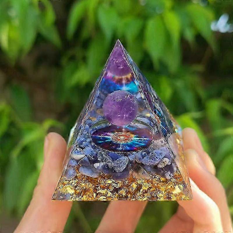 Orgonite Pyramid- Lapis Lazuli Crystal Shpere With Blue Chalcedony