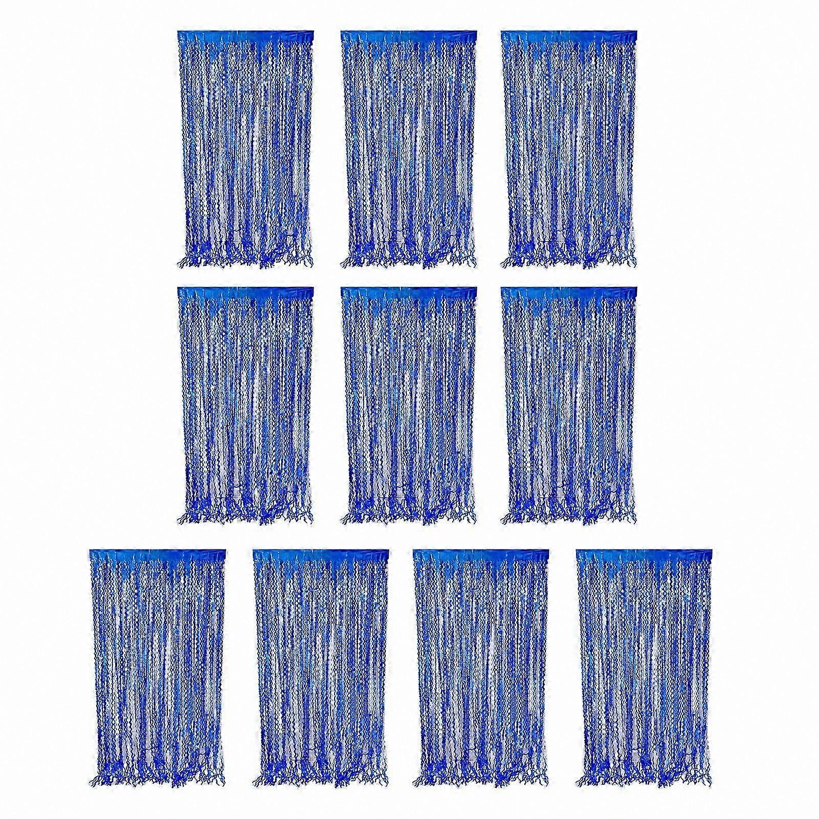 Metallic Foil Fringe Curtain Backdrop for Parties, 10 Pack Reusable Glimmering Wavy Tinsel for Birthdays and Photo Booths