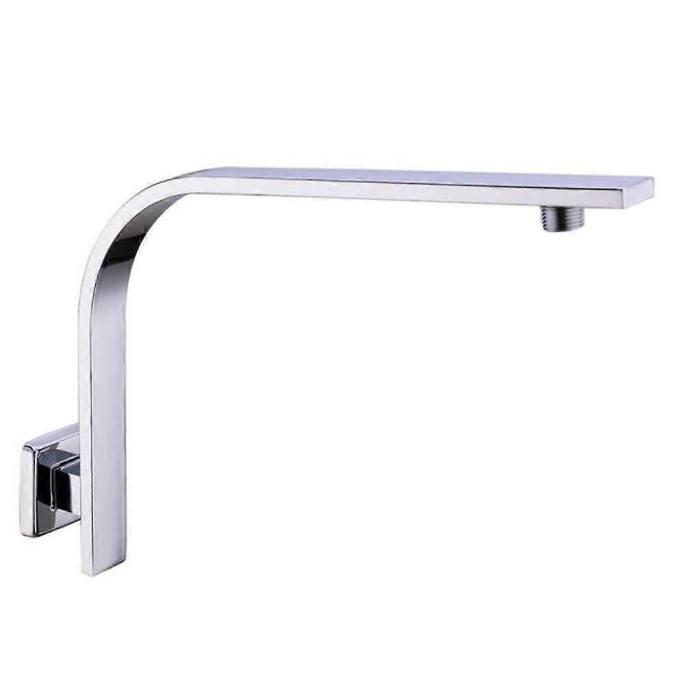 Modern Square Rain Shower Head with Adjustable Height Stainless Steel Gooseneck Arm Chrome Plated Wall Mounted