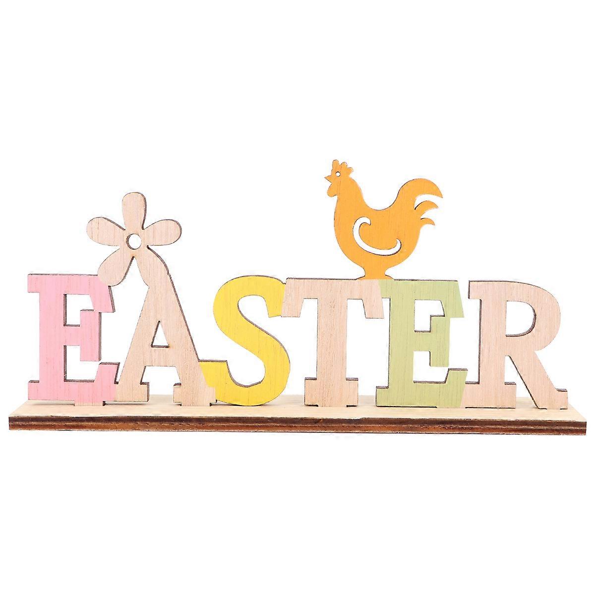 Wood Alphabet Board Craftwork Easter Letters for Decoration 3Pcs Set