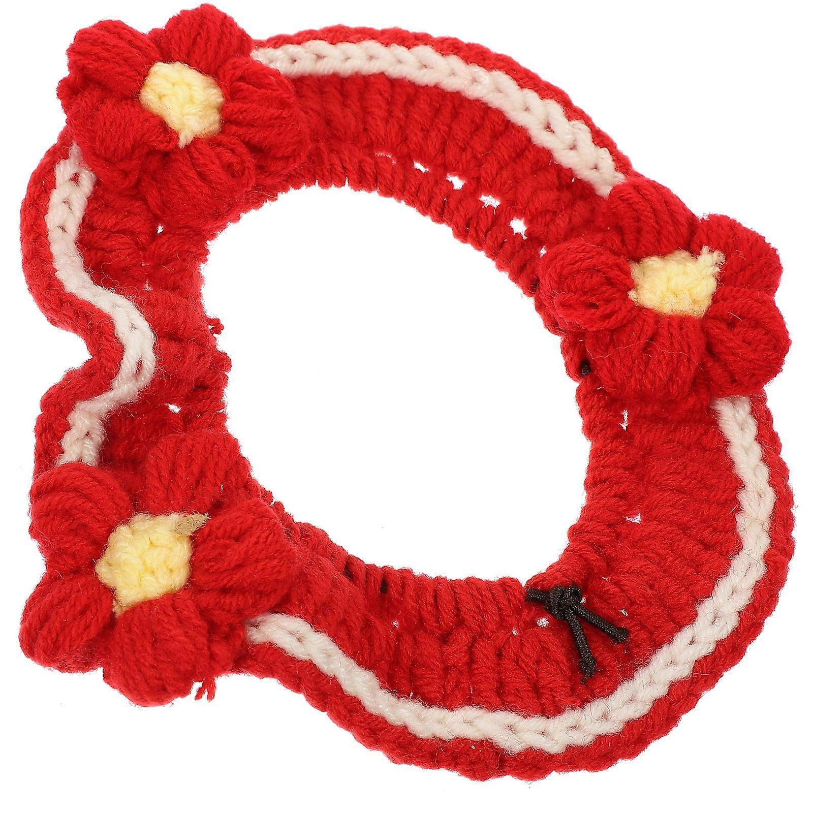 Adjustable Cat Collar 3Pcs Red Flower Design Decorative Pet Collar For Parties And Festivals Comfortable Fit