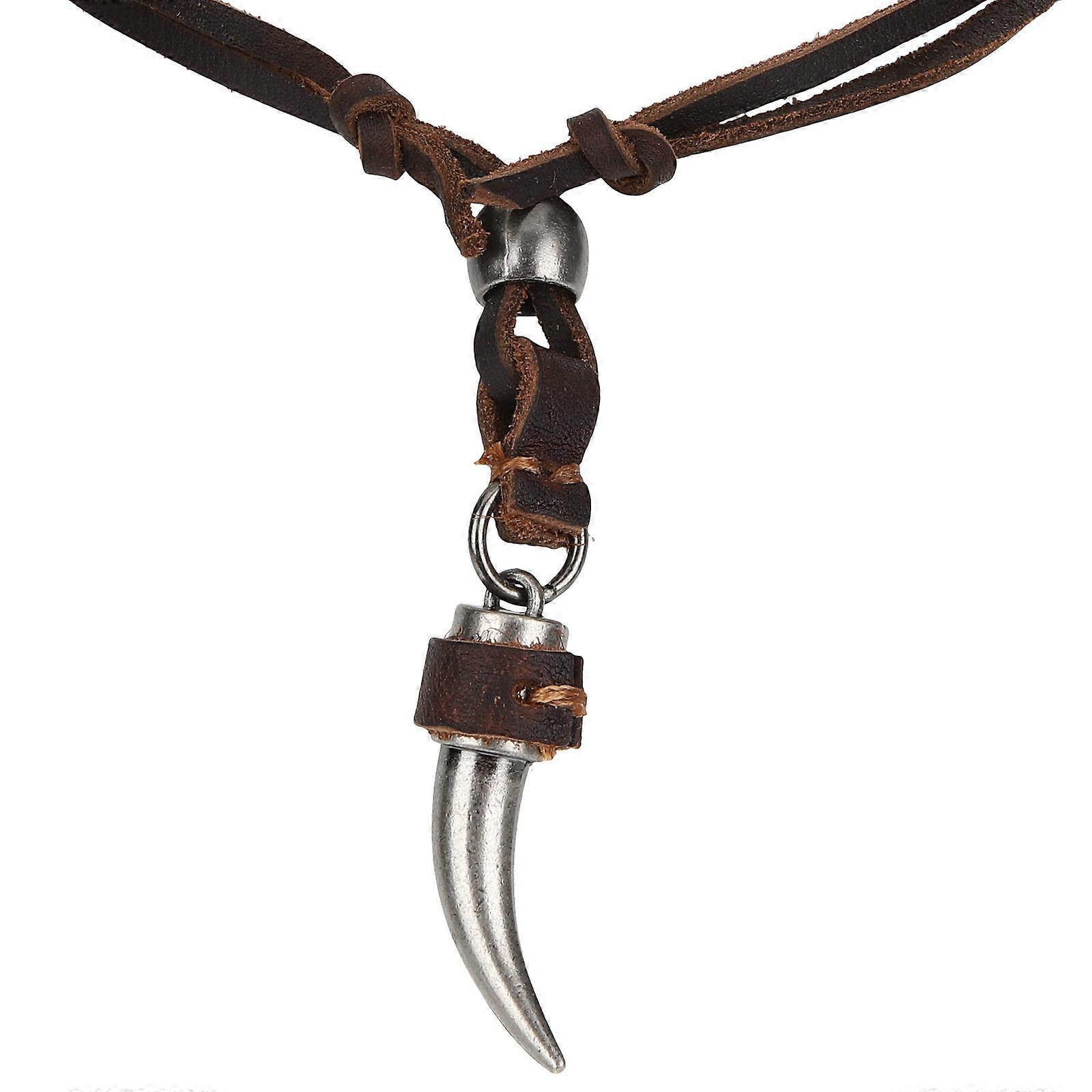 Wolf Neck Chain Viking Necklace for Decor Brown 3Pcs