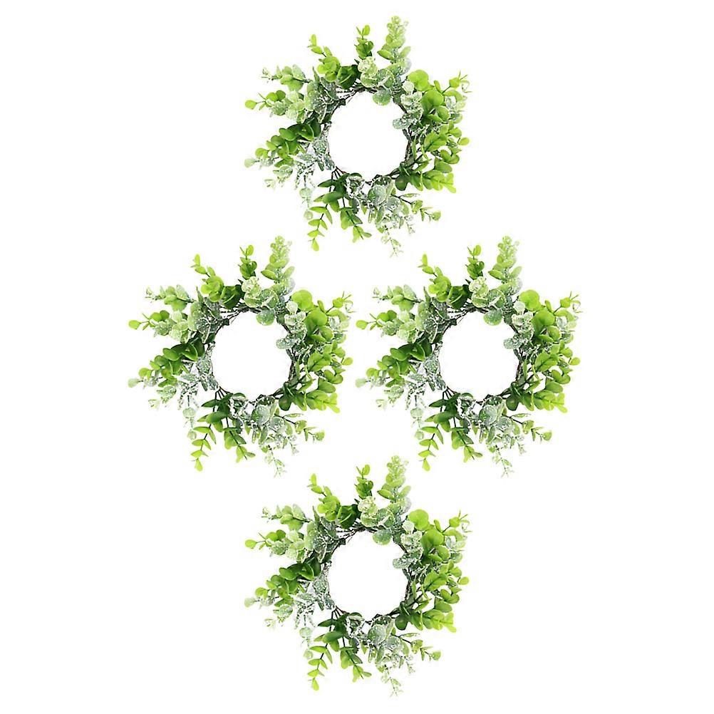Green Artificial Eucalyptus Candle Ring for Decorative Use 16Pcs