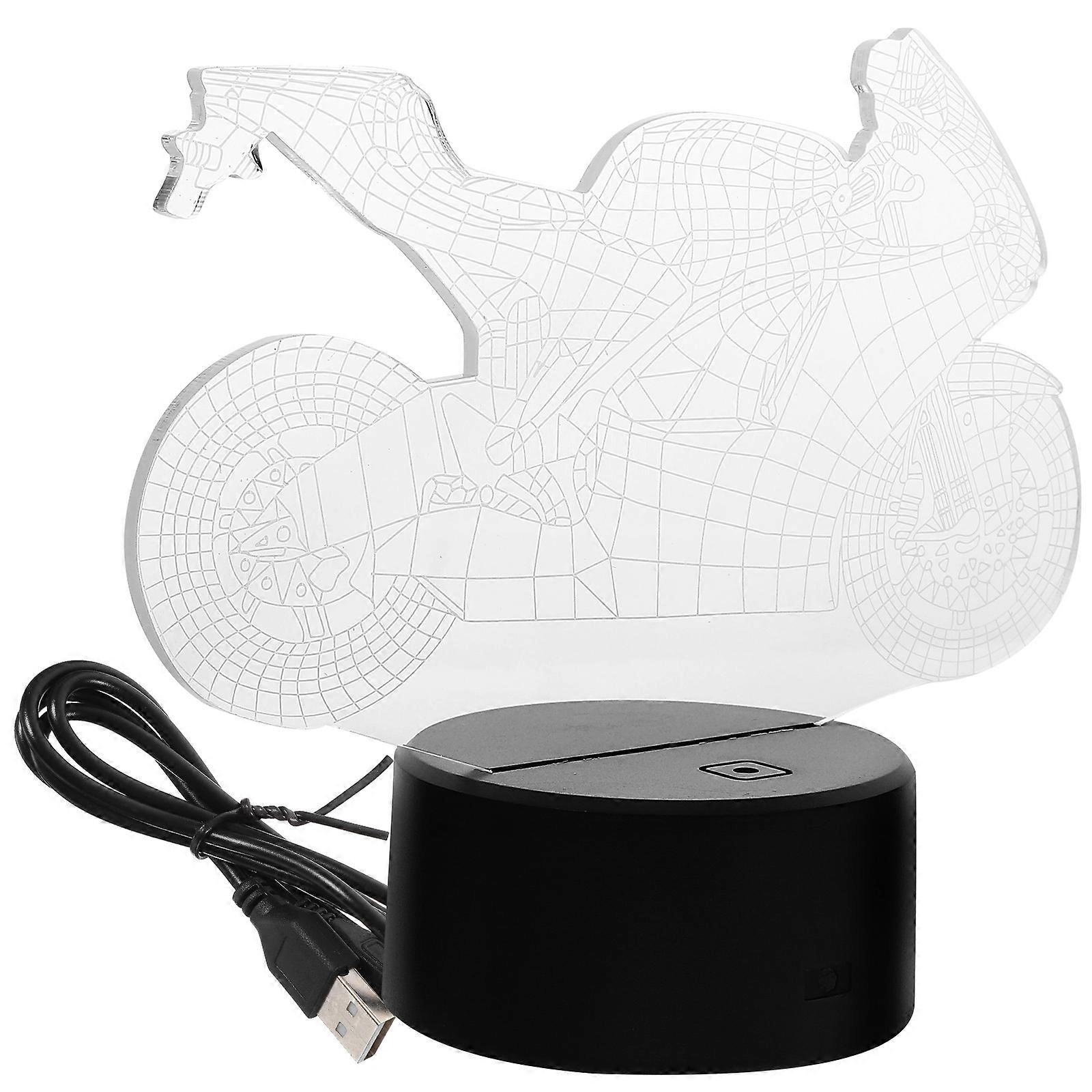 Motorcycle Night Lamp 3D Illusion Touch Colors Changing Light 2Pcs