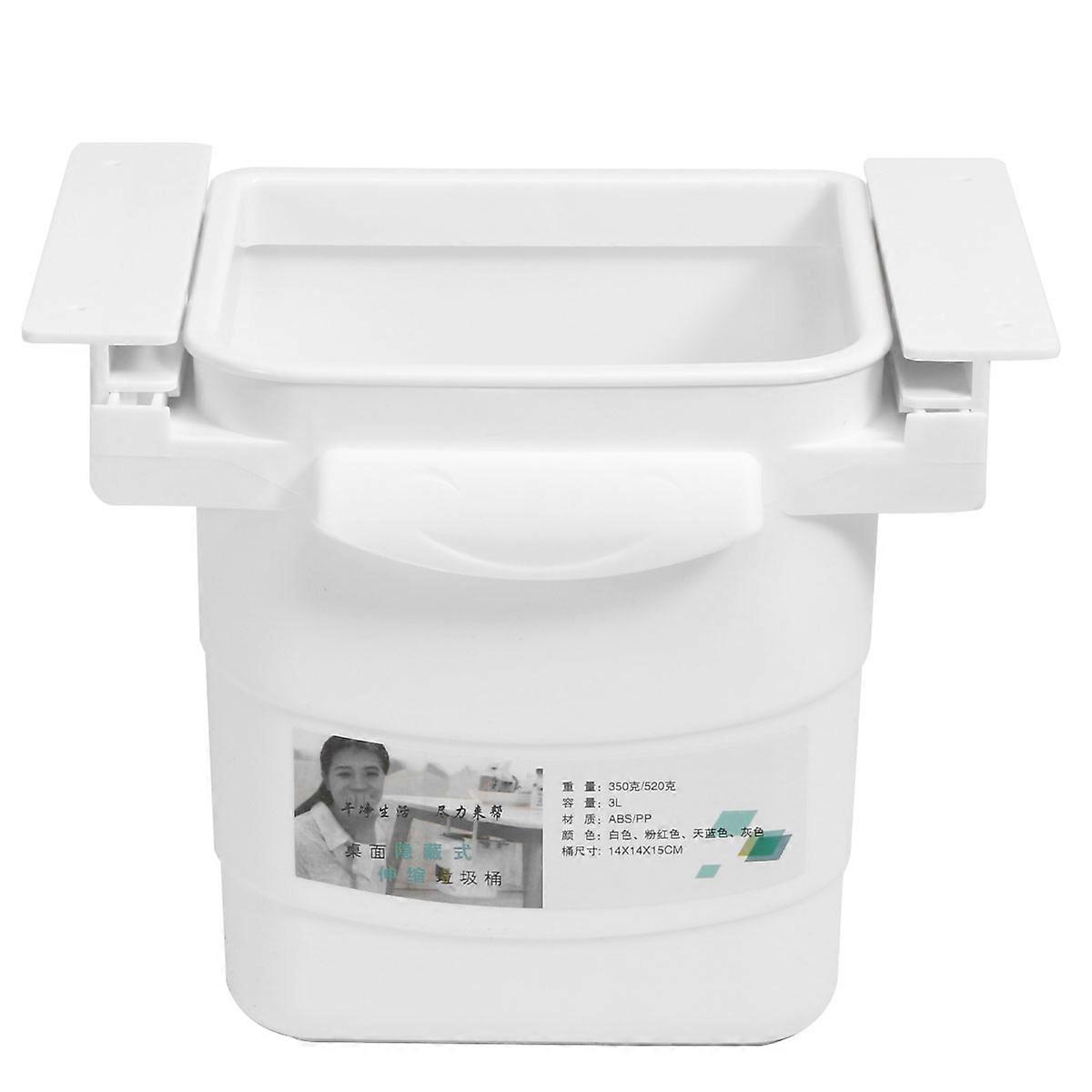 Plastic Garbage Bin Scalable Trash Can for Storage 3Pcs White Box