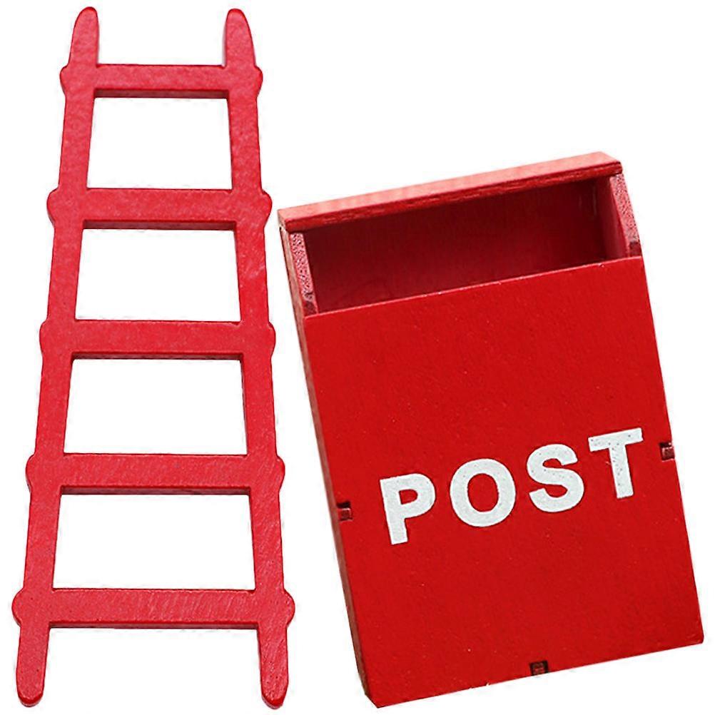 Mini Ladder Model and Mini House Mailbox Kit for Decor 3Sets