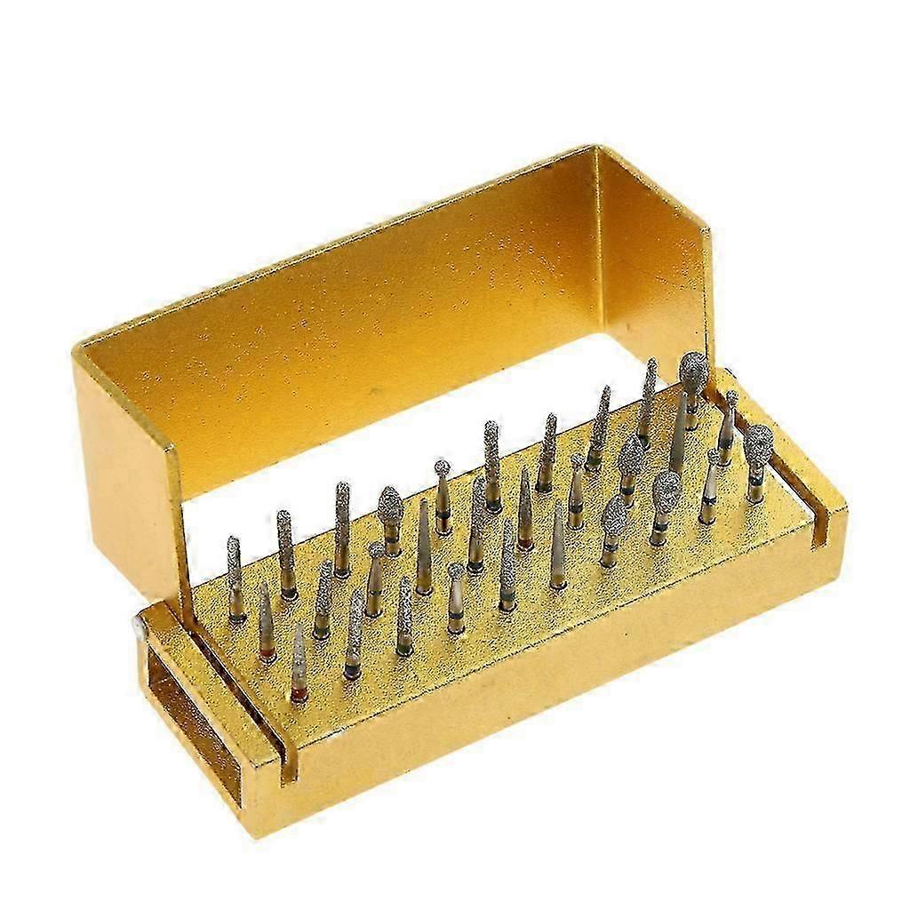 Burs Holder Block Case Sterilizer Box with 30pcs 1.6mm FG Diamond Bur