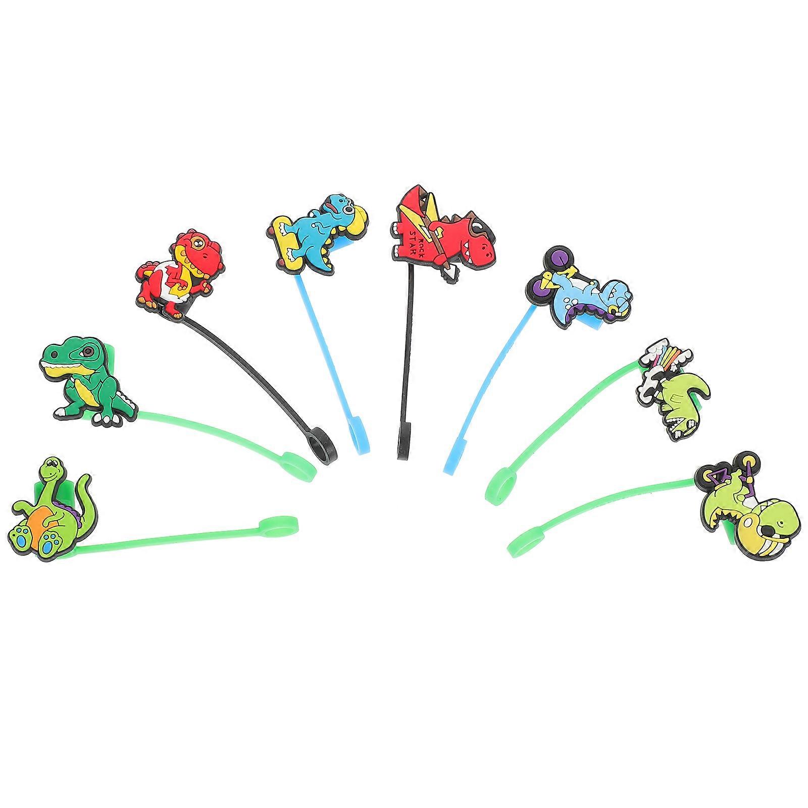 Dinosaur Silicone Straw Covers for Reusable Drinking 16Pcs Silicone Tips