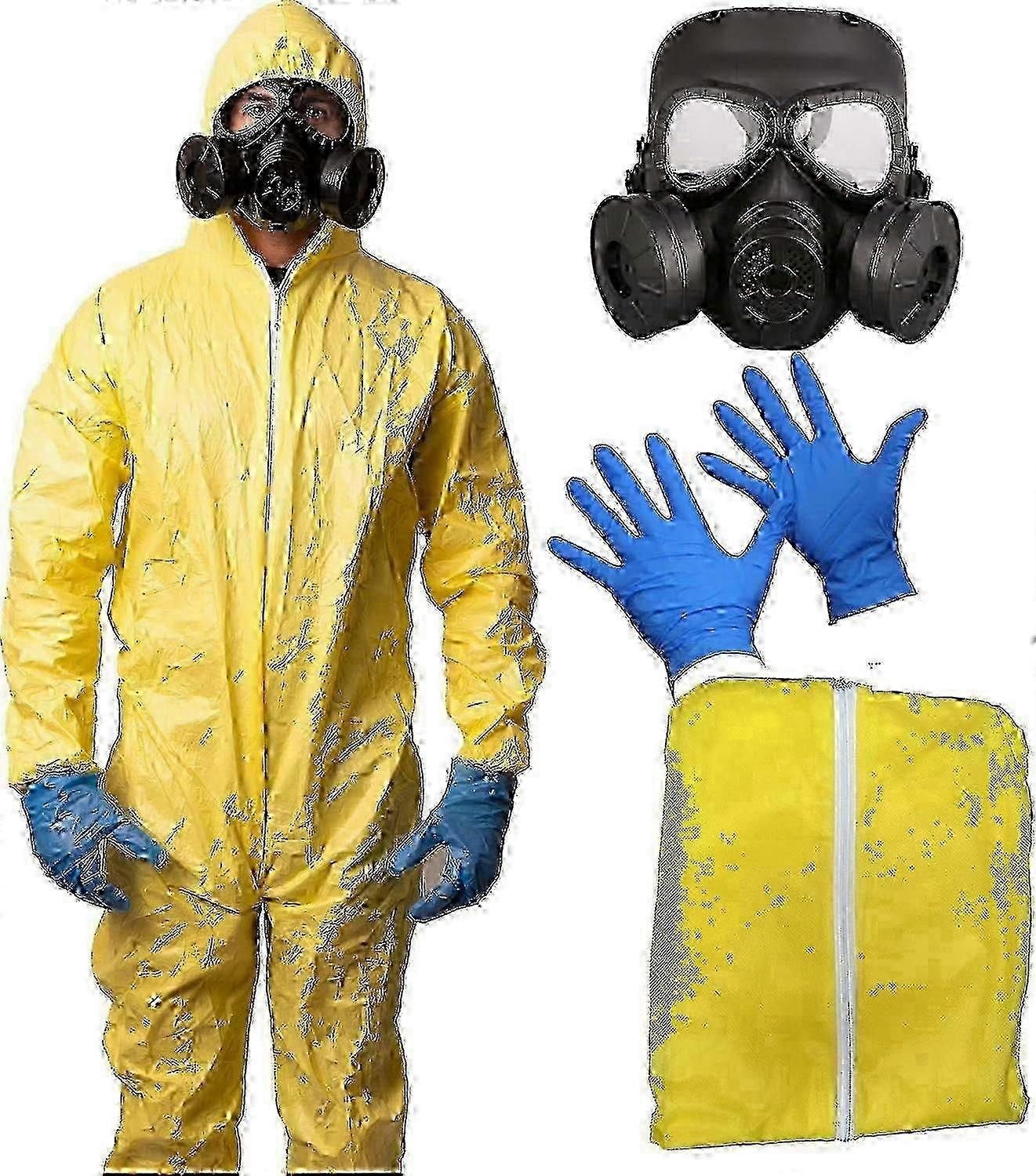 3-częściowy kostium kucharza metamfetaminy, kostiumy na Halloween z serialu Breaking Bad dla mężczyzn i nastolatków, rozmiar uniwersalny – modne przebrania