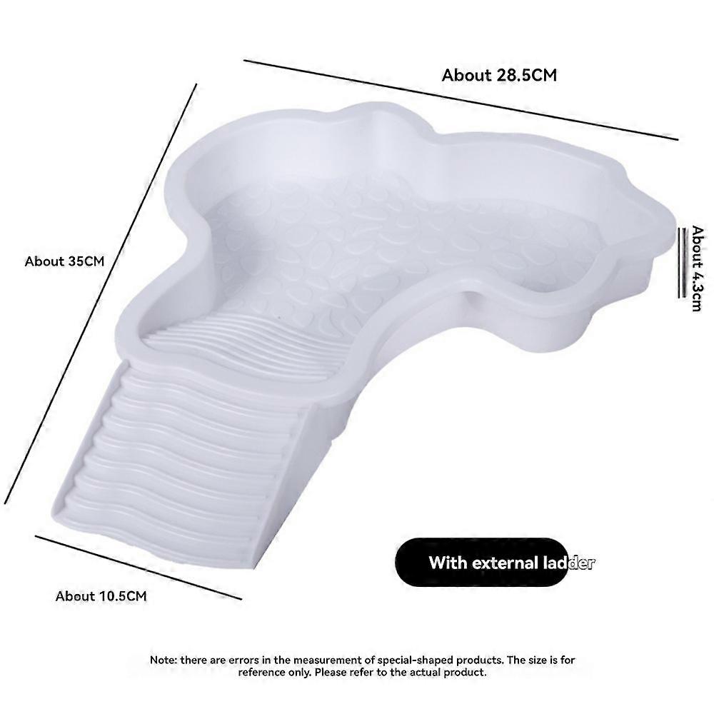 Turtles Bathing Pool Water Bowl with Slip Proof 35x28.50cm Friendly Habitat with Steps for Reptiles Resting and Soaking