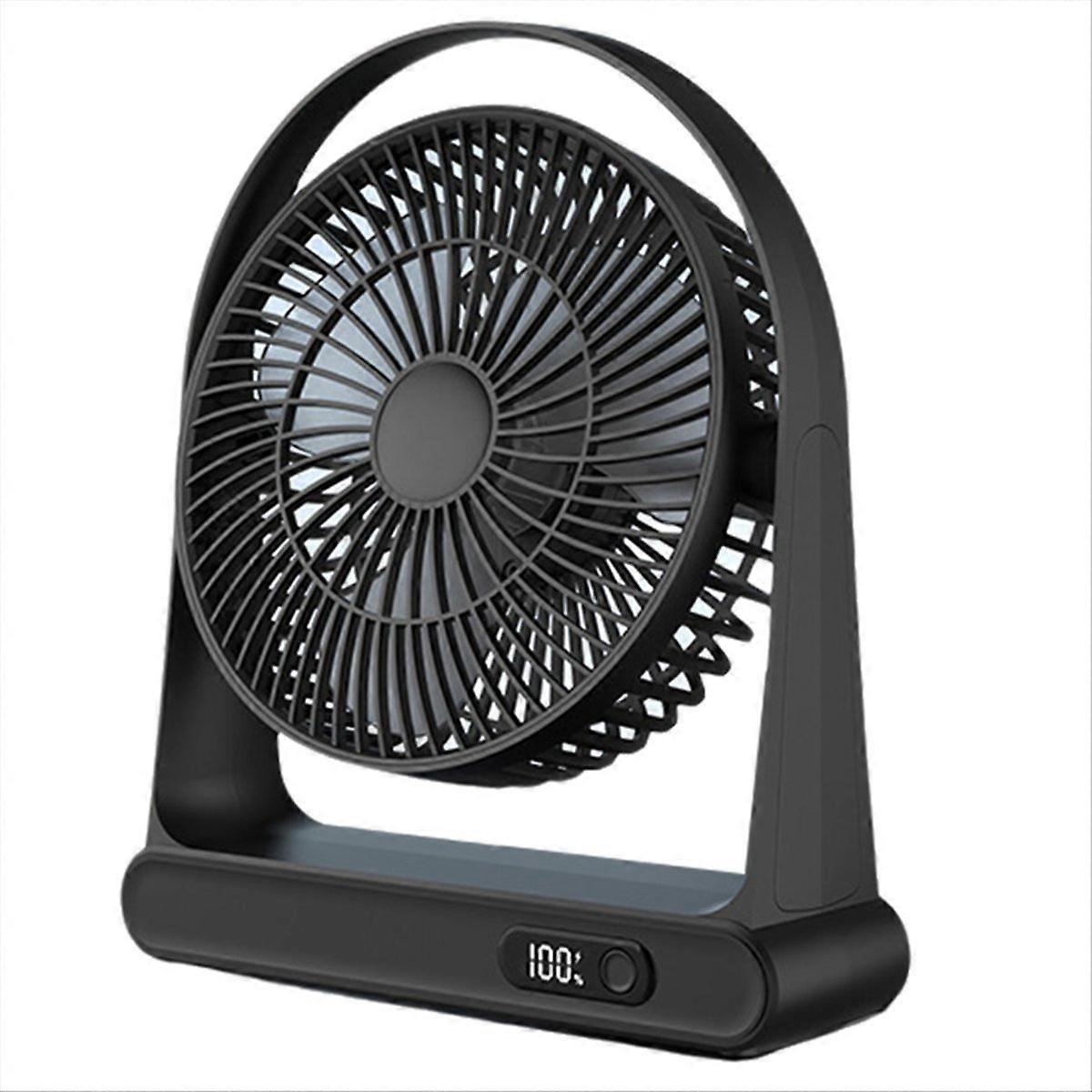 Desktop USB Small Fan, Mini Rechargeable Digital Display Fan,Black