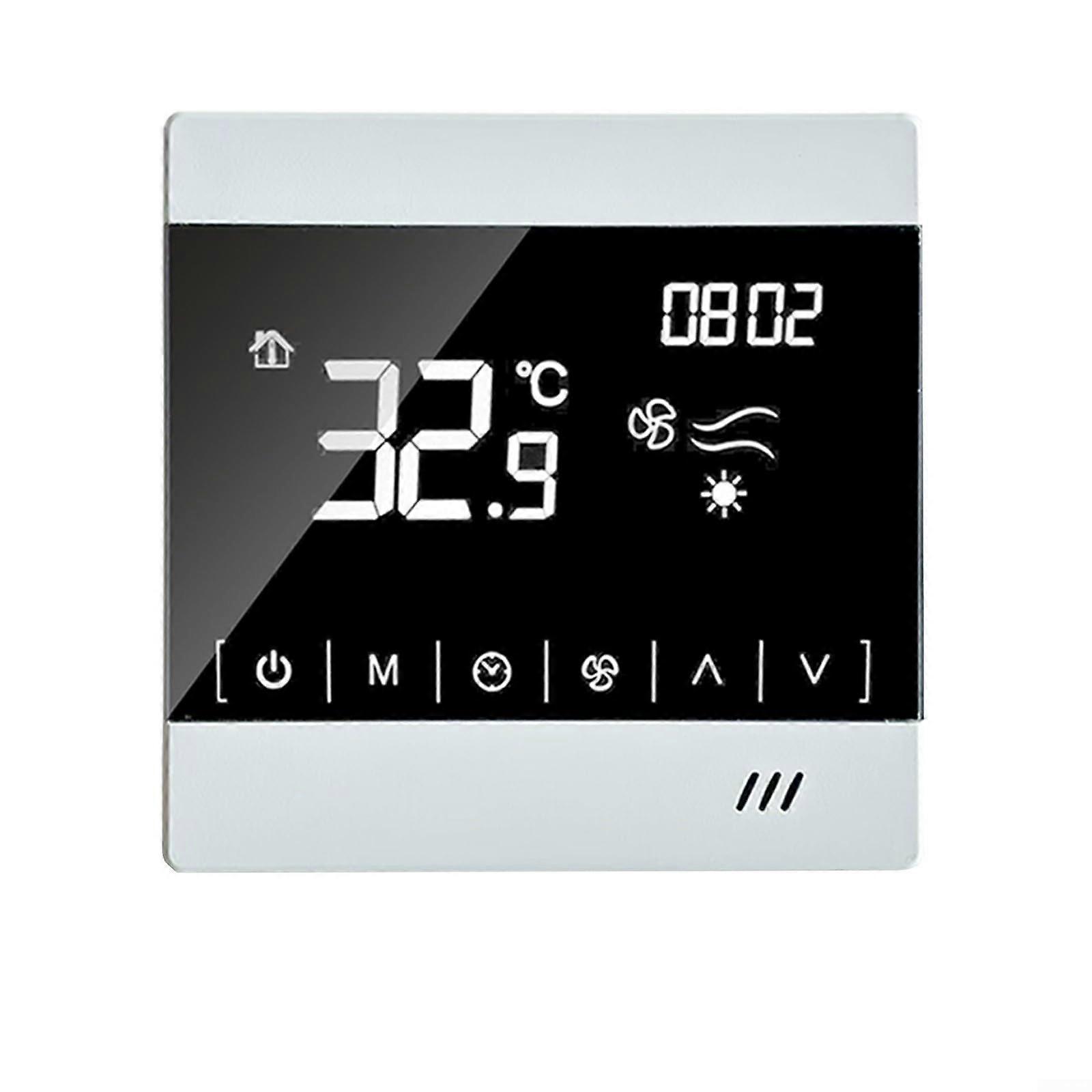 Fan Coil Thermostat Central Fresh Air System 86x86mm WallMounted AC220V LCD 1030C TwoPipe Heating Cooling Compatible