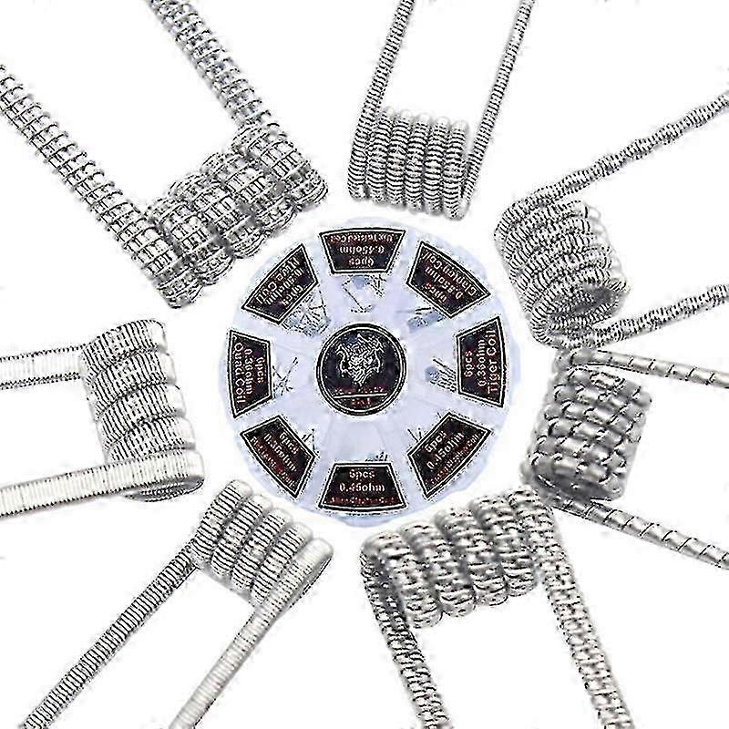 48Pcs/Set Pre Built Coils RTA RDA Flat Twisted Fused Clapton Quad Hive Alien