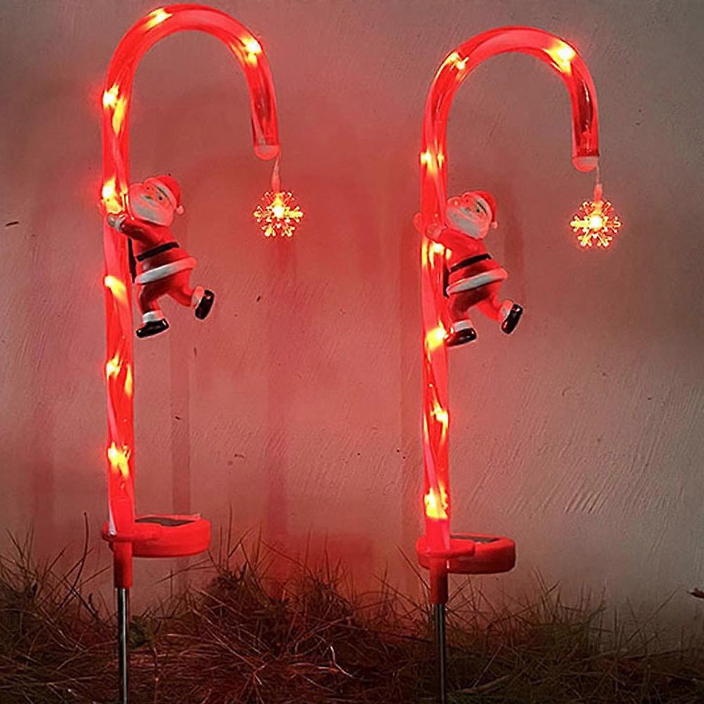 2Pcs Solar Candy Cane Lights Christmas Decoration Outdoor Stakes