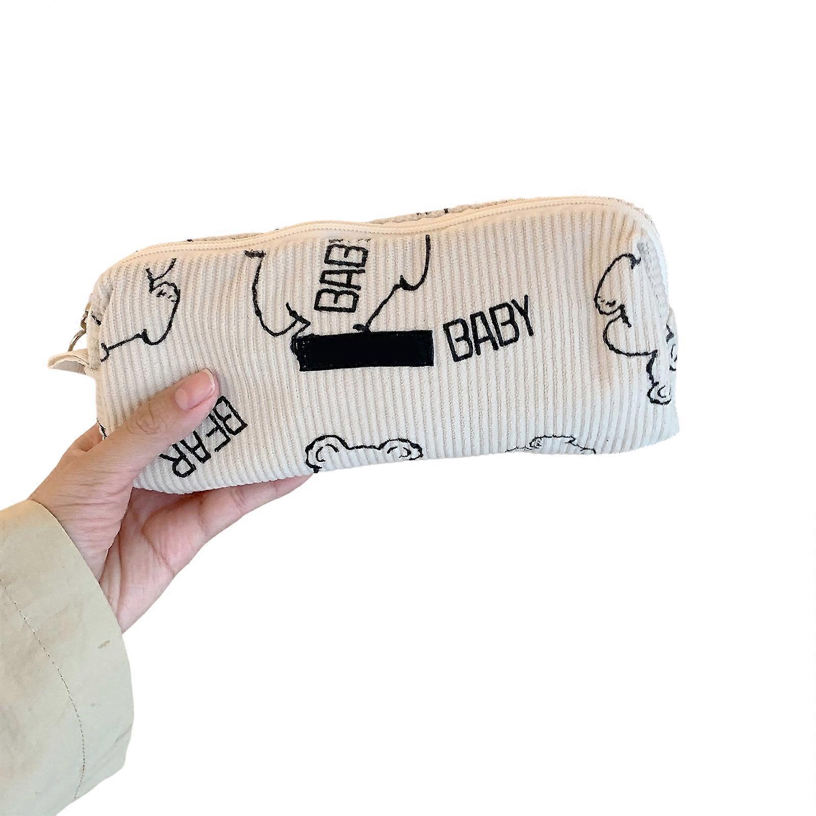 Traditional Ribbed Bag For Writing Equipment Multiple Compartment Storage Water Resistant Polyester Easy Access Slide School Rudiments Multicolor