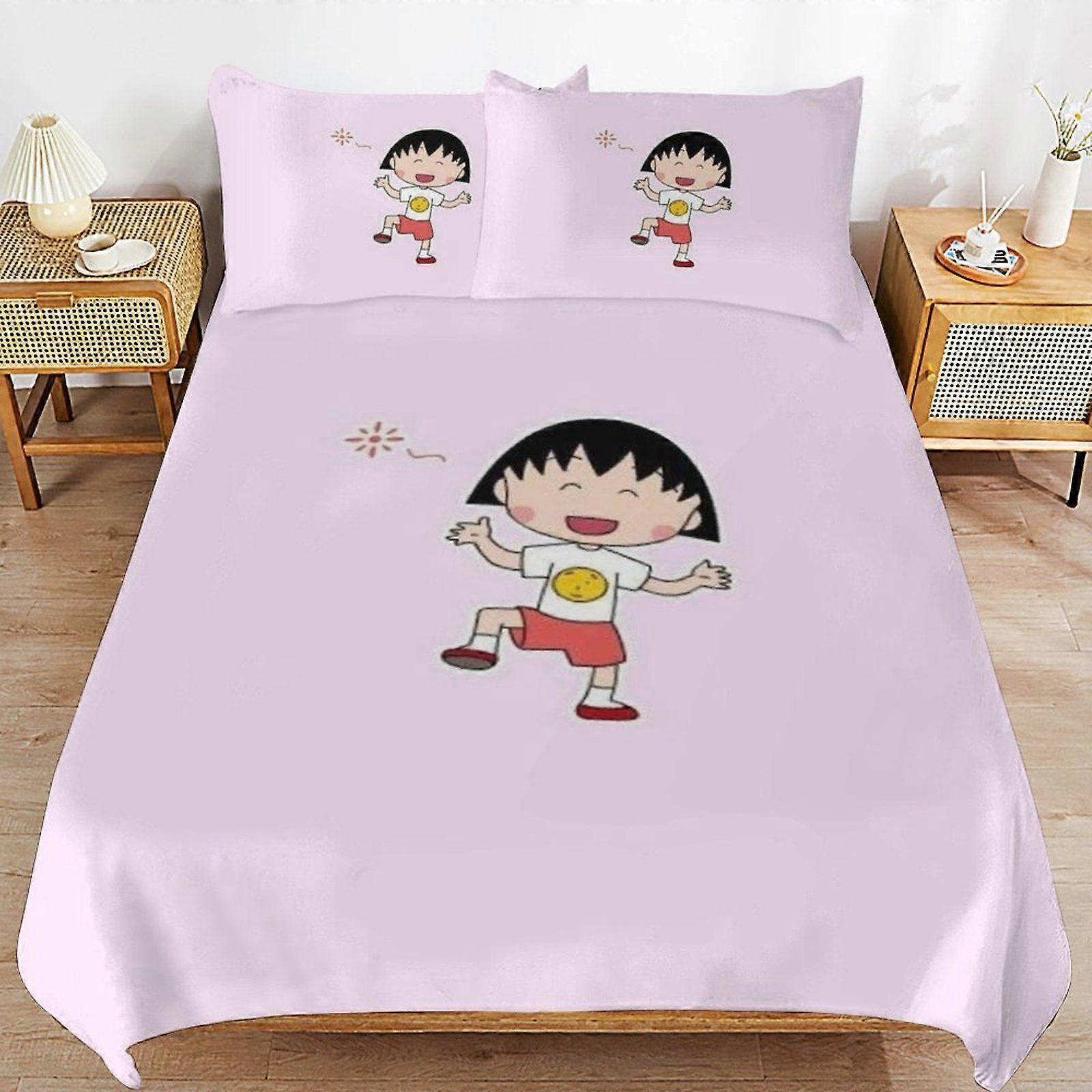 s652 Chibi Maruko-chan Super Soft Bedding Quality Stitch Lightweight Zipper Feature Duvet Cover Sets for Sleeping v652