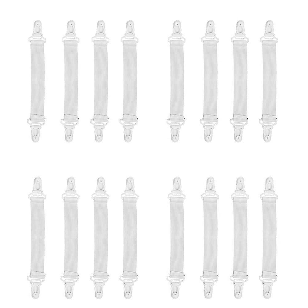 16 Pcs Home White Elastic Mattress Bed Sheet Grippers Clips Elastic Corner Clips Fits Standard Sheets