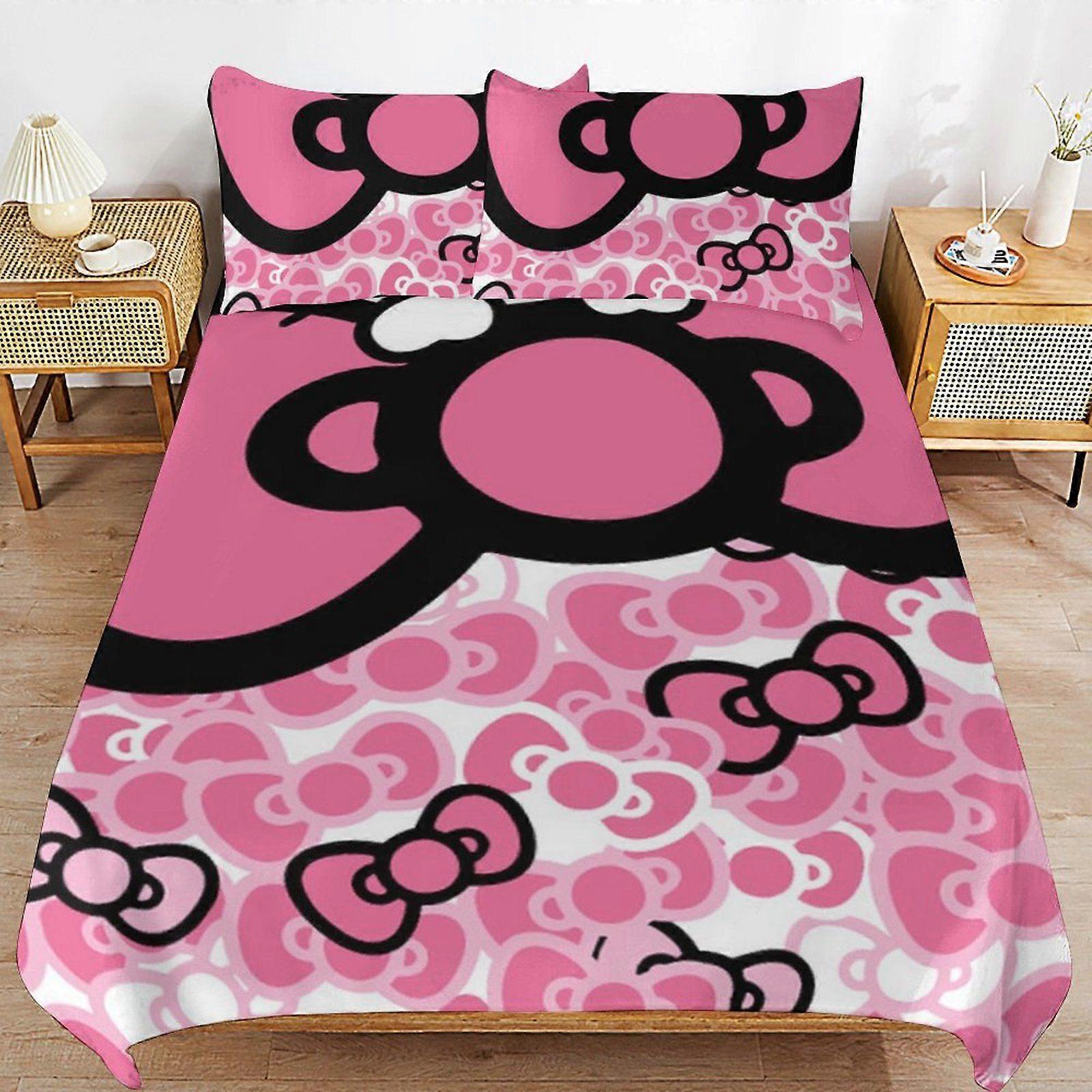 u651 Hello Kitty Zipper Closure Ultra Soft High Thread Count Machine Washable Duvet Cover Sets for All Season n651