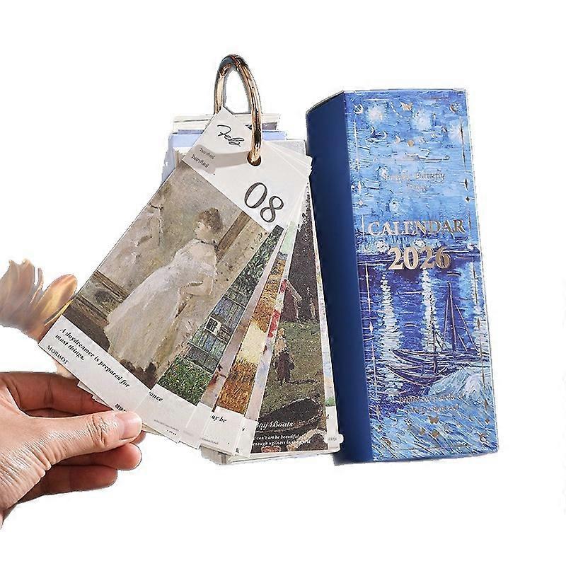2026 Vintage Oil Painting Desk Calendar Unique Tear-Off Calendar for Daily Joys for Studio Workspaces
