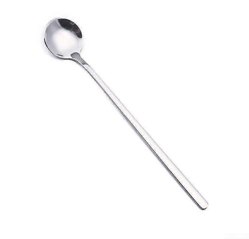 6 Long Handle Teaspoons Stainless Steel Ice Cream Latte Coffee Spoons Silver