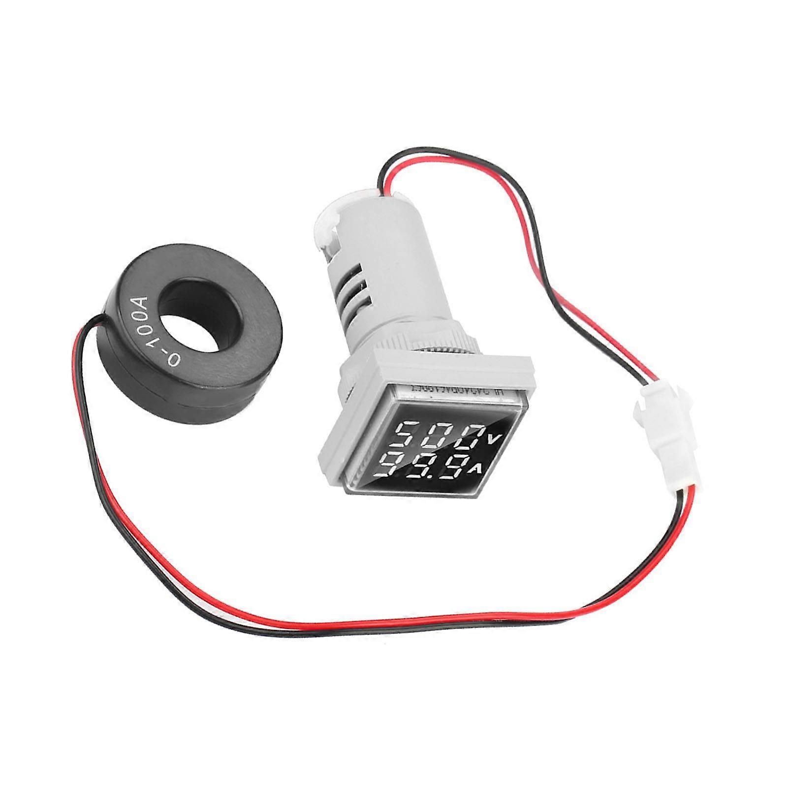 LED Digital Display AC Voltage Current Meter Indicator 22mm 0-100A Meter Indicator (white)