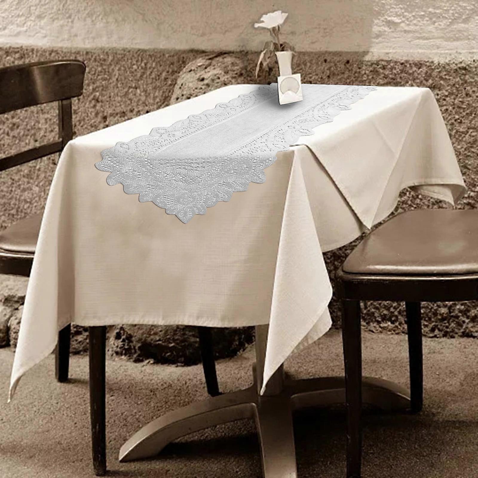 Giyblacko Decorative Table BannerTable Flag Lace Table Towel Placemat Tray Pad Long Towel European Style Wine Red And White Lace Table Flag