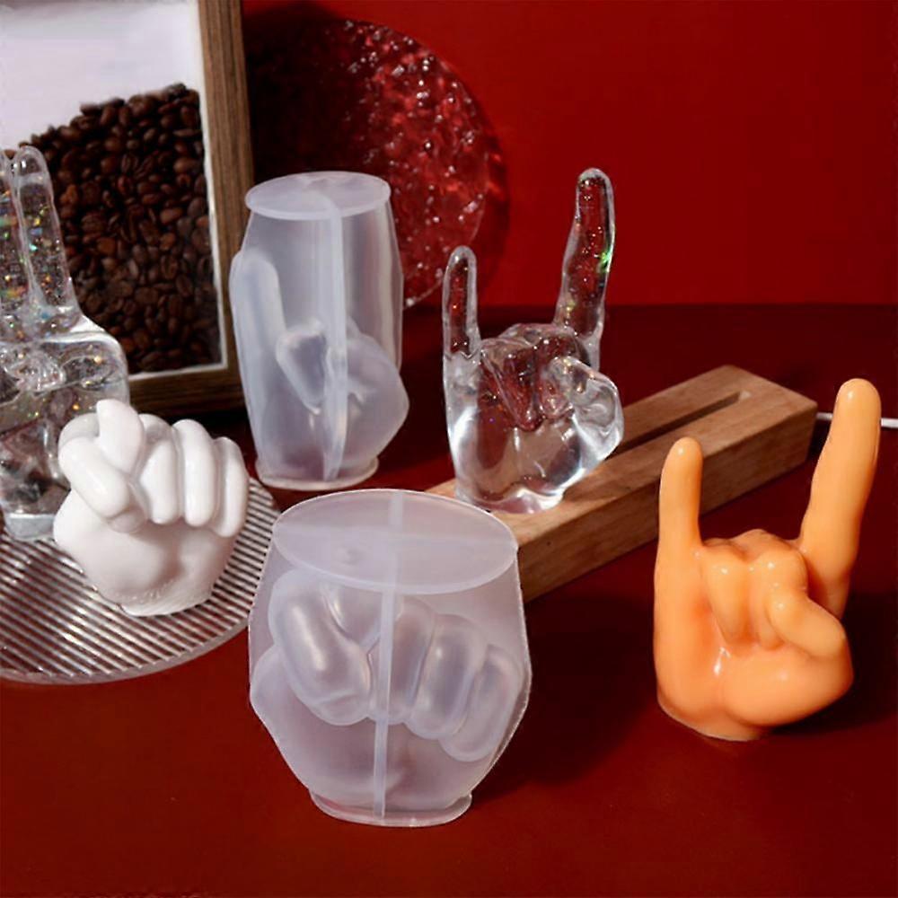 3pcs Epoxy Hand Mould, Silicone Mold Rings, Display Holder, Multi-use Hand Shape for Aromatherapy, Candle, Soap, Crystal, Plaster, Clay Craft Making