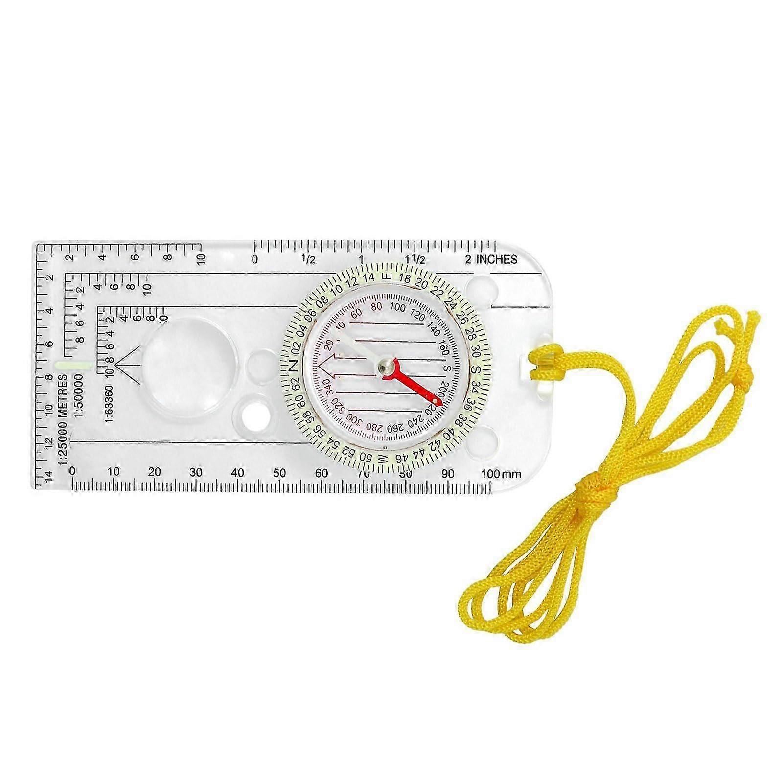 Compass Ruler With Lanyard - Multifunction Navigation Tool For Hiking And Camping, Outdoor Gear, Compact Portable