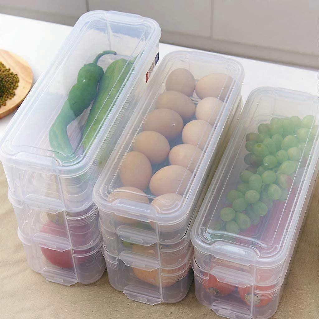 Fridge Freezer Storage Box Set with Lids, 3 Layer Stackable Clear Organizer for Kitchen Cabinet