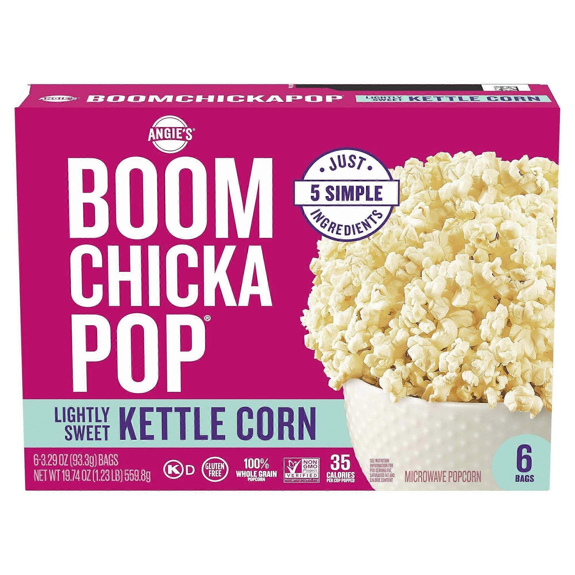 Angie's Boom Chicka Pop Lightly Sweet Kettle Corn Microwave Bags, 6 Ea