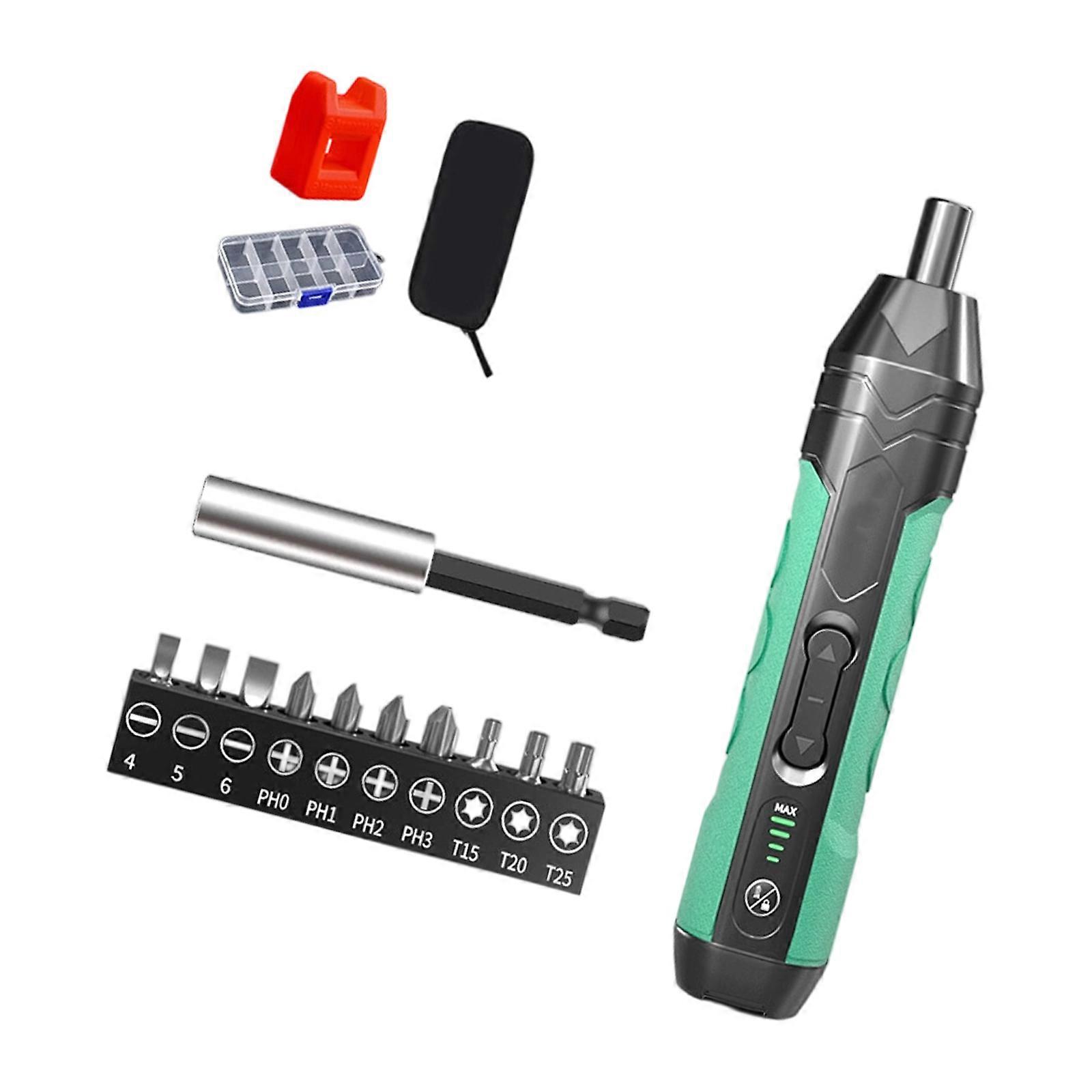 4 Speed Adjustable Torque Electric Screwdriver Set With 11 Magnetic Bits And LED Light For Home Repair And DIY Projects Multicolor