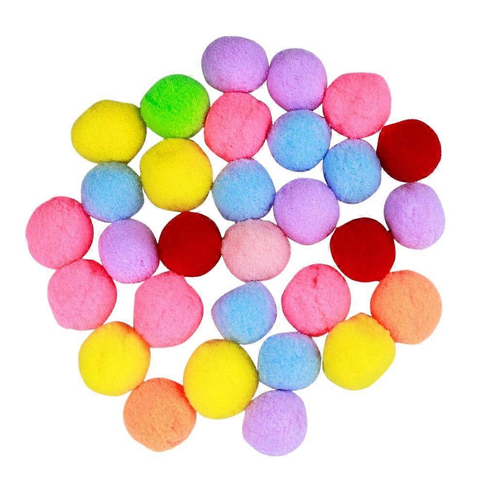 30 Pcs Colorful Plush Cat Ball Toy Kitten Pompoms Elastic Ball Plush Cat Ball for Pet Playing (Assorted Color)