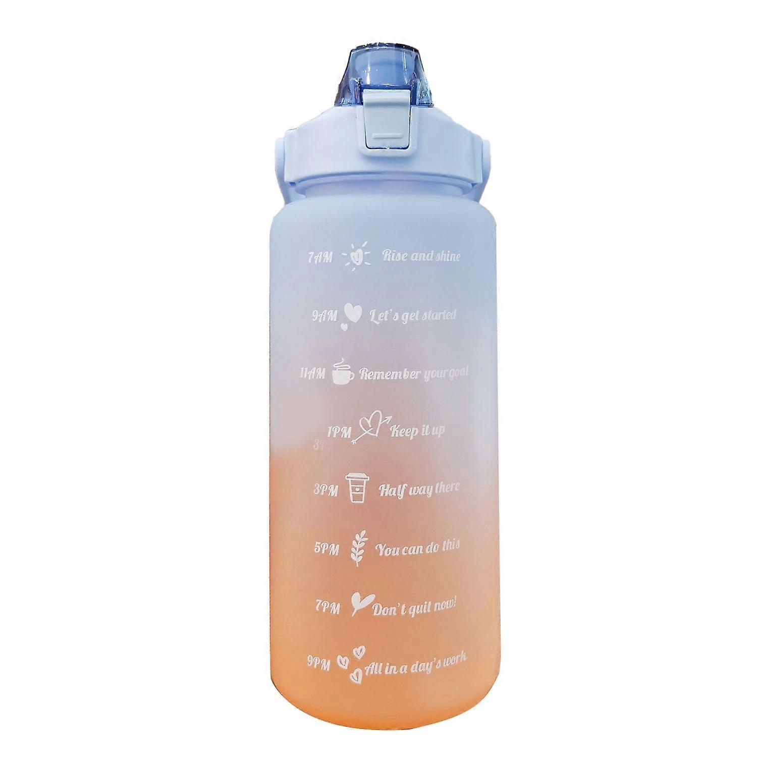 Straw Bottle Leakage Proof Frosted Gradient Color One Click Open Sports Water Cup with Handle Clear 