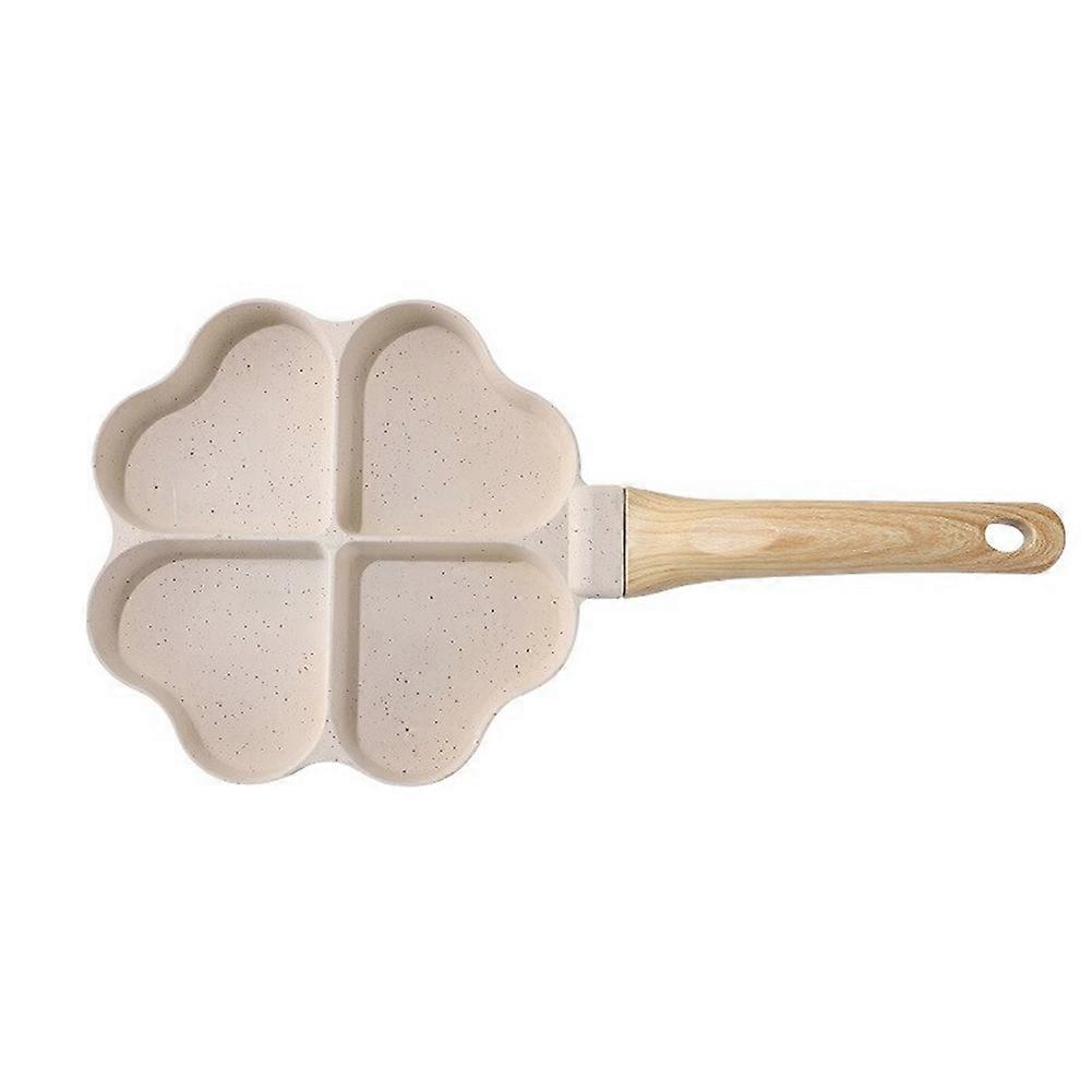 Heart Shaped Egg Pan Mini Egg Dumpling Pan Hamburger Steak 4 Grid Breakfast Pan, White